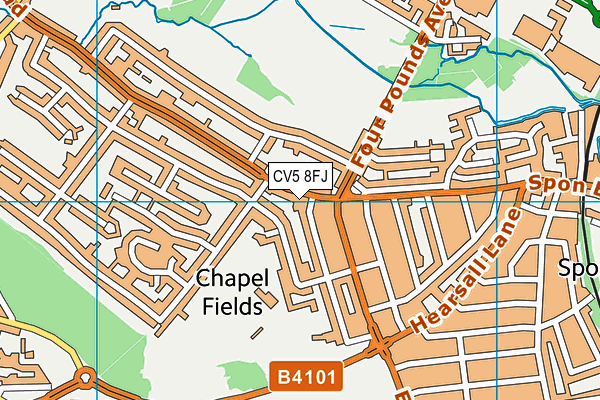 CV5 8FJ map - OS VectorMap District (Ordnance Survey)