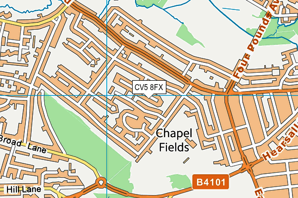 CV5 8FX map - OS VectorMap District (Ordnance Survey)