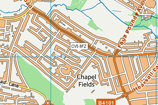CV5 8FZ map - OS VectorMap District (Ordnance Survey)
