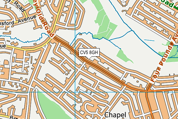 CV5 8GH map - OS VectorMap District (Ordnance Survey)