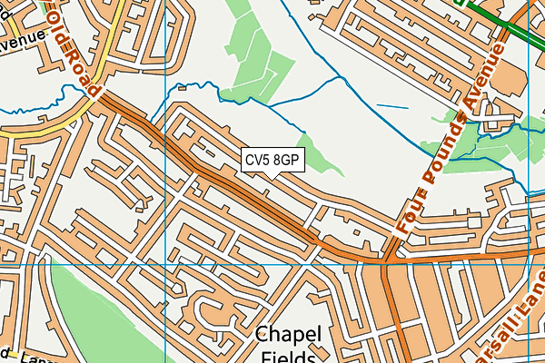 CV5 8GP map - OS VectorMap District (Ordnance Survey)