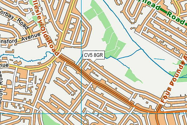 CV5 8GR map - OS VectorMap District (Ordnance Survey)