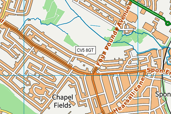 CV5 8GT map - OS VectorMap District (Ordnance Survey)