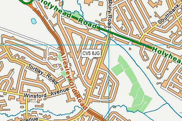 CV5 8JG map - OS VectorMap District (Ordnance Survey)