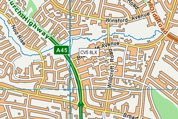 CV5 8LX map - OS VectorMap District (Ordnance Survey)