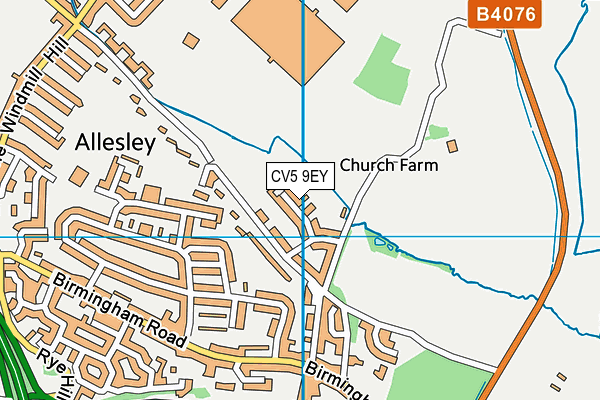 CV5 9EY map - OS VectorMap District (Ordnance Survey)