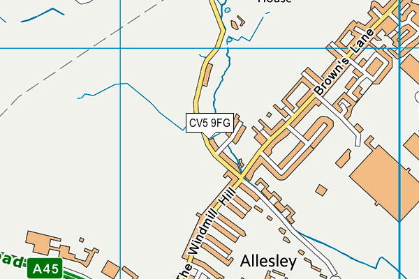 CV5 9FG map - OS VectorMap District (Ordnance Survey)