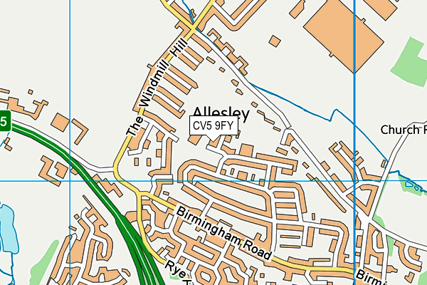Allesley Primary School map (CV5 9FY) - OS VectorMap District (Ordnance Survey)