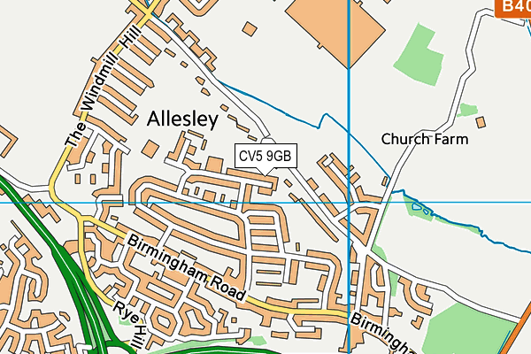 CV5 9GB map - OS VectorMap District (Ordnance Survey)