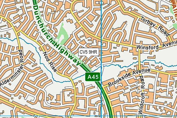 CV5 9HR map - OS VectorMap District (Ordnance Survey)