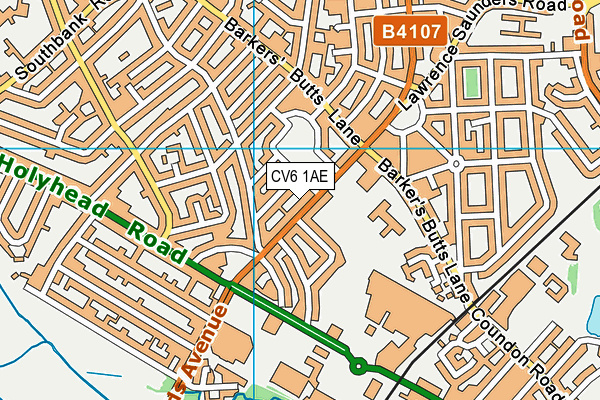 CV6 1AE map - OS VectorMap District (Ordnance Survey)