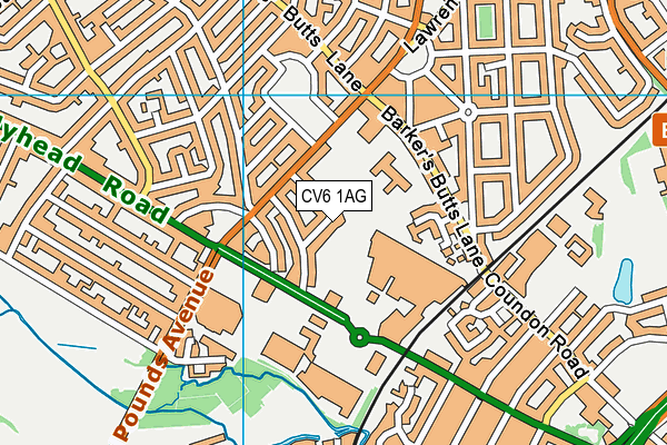 CV6 1AG map - OS VectorMap District (Ordnance Survey)