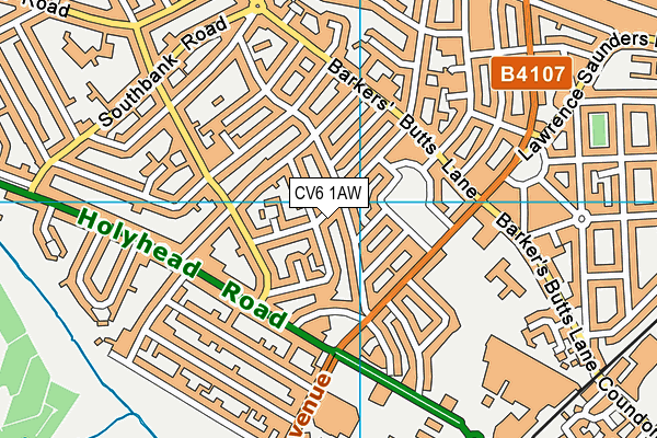 CV6 1AW map - OS VectorMap District (Ordnance Survey)