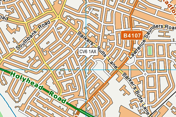 CV6 1AX map - OS VectorMap District (Ordnance Survey)