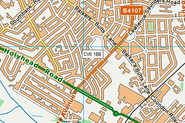 CV6 1BB map - OS VectorMap District (Ordnance Survey)