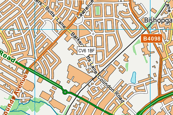 CV6 1BF map - OS VectorMap District (Ordnance Survey)