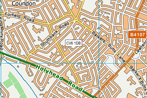 CV6 1DB map - OS VectorMap District (Ordnance Survey)