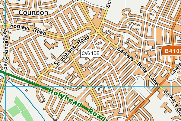 CV6 1DE map - OS VectorMap District (Ordnance Survey)