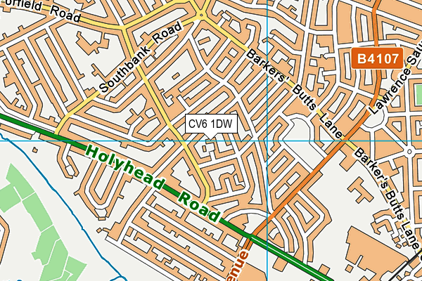 CV6 1DW map - OS VectorMap District (Ordnance Survey)