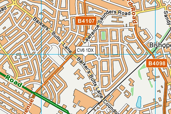 CV6 1DX map - OS VectorMap District (Ordnance Survey)