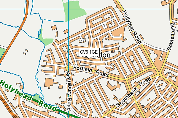 CV6 1GE map - OS VectorMap District (Ordnance Survey)