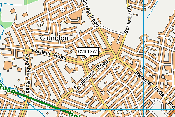 CV6 1GW map - OS VectorMap District (Ordnance Survey)