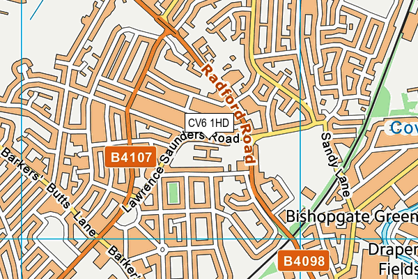 CV6 1HD map - OS VectorMap District (Ordnance Survey)