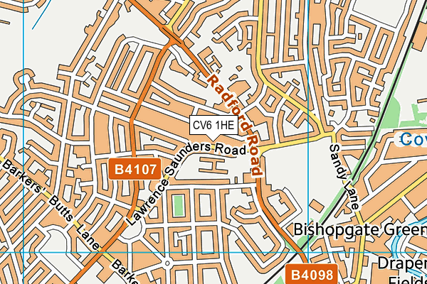 CV6 1HE map - OS VectorMap District (Ordnance Survey)