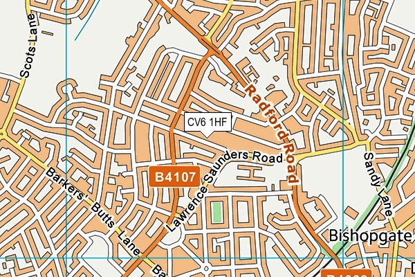 CV6 1HF map - OS VectorMap District (Ordnance Survey)