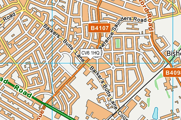 CV6 1HQ map - OS VectorMap District (Ordnance Survey)