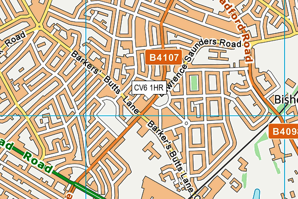 CV6 1HR map - OS VectorMap District (Ordnance Survey)