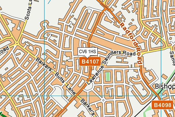 CV6 1HS map - OS VectorMap District (Ordnance Survey)