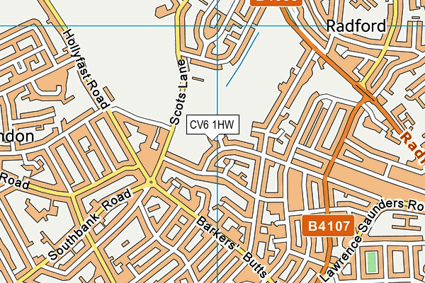 CV6 1HW map - OS VectorMap District (Ordnance Survey)