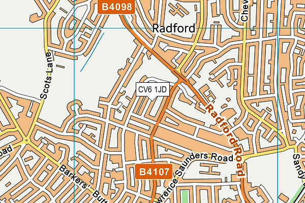 CV6 1JD map - OS VectorMap District (Ordnance Survey)
