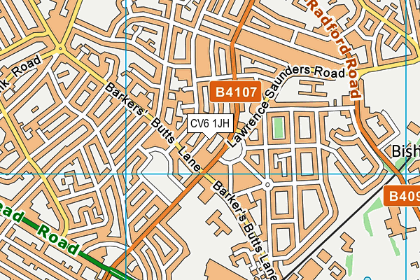 CV6 1JH map - OS VectorMap District (Ordnance Survey)