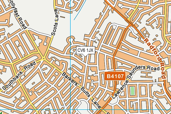CV6 1JX map - OS VectorMap District (Ordnance Survey)