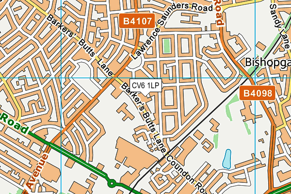 CV6 1LP map - OS VectorMap District (Ordnance Survey)