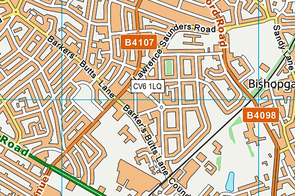 CV6 1LQ map - OS VectorMap District (Ordnance Survey)