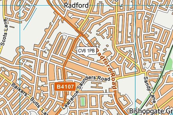 CV6 1PB map - OS VectorMap District (Ordnance Survey)