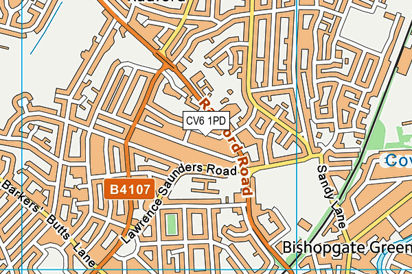 CV6 1PD map - OS VectorMap District (Ordnance Survey)