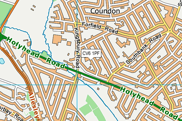 CV6 1PF map - OS VectorMap District (Ordnance Survey)