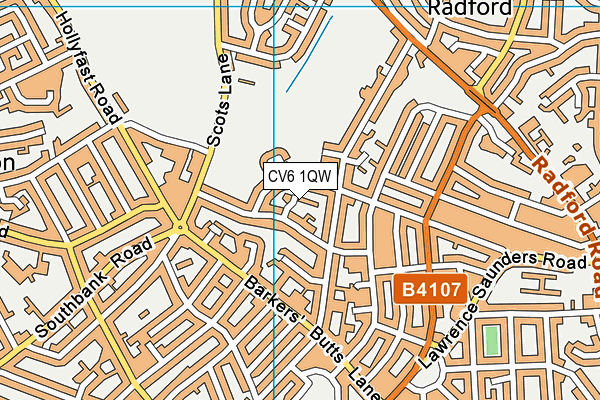 CV6 1QW map - OS VectorMap District (Ordnance Survey)