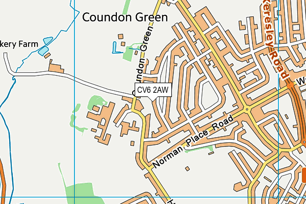 CV6 2AW map - OS VectorMap District (Ordnance Survey)