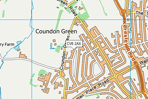 CV6 2AX map - OS VectorMap District (Ordnance Survey)