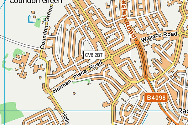 CV6 2BT map - OS VectorMap District (Ordnance Survey)