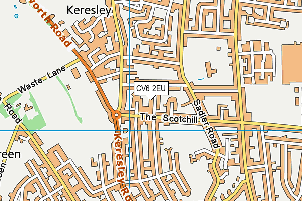 CV6 2EU map - OS VectorMap District (Ordnance Survey)