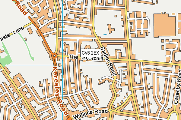 CV6 2EX map - OS VectorMap District (Ordnance Survey)