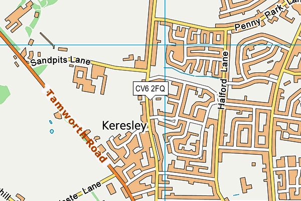 CV6 2FQ map - OS VectorMap District (Ordnance Survey)