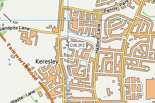 CV6 2FZ map - OS VectorMap District (Ordnance Survey)