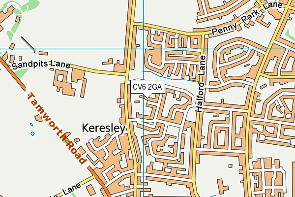CV6 2GA map - OS VectorMap District (Ordnance Survey)